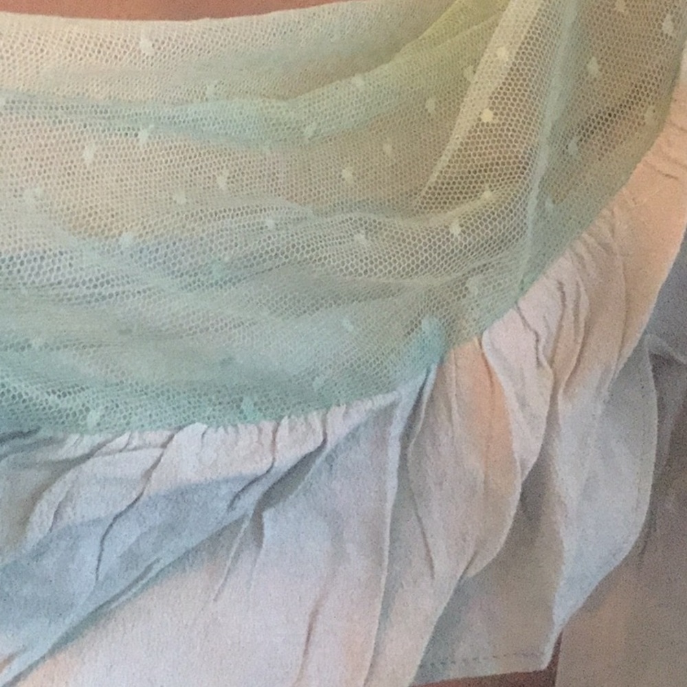 ❌DONATED❌Sage Green Mesh Swiss Dot Ruffle Detail Top - Picture 7 of 9